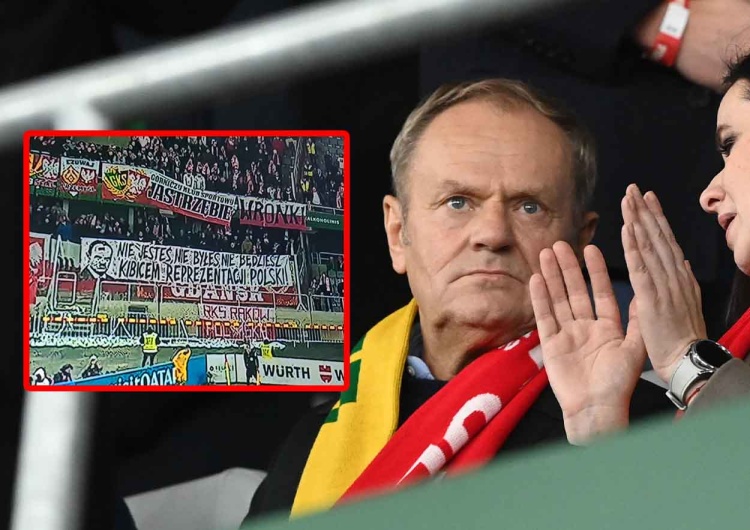 Litwa – Polska. Tak kibice powitali Donalda Tuska na trybunach